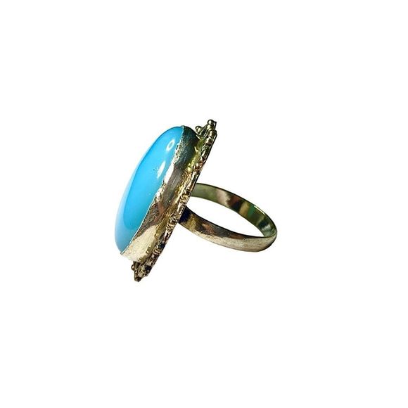 Angelite Gemstone in a Handcrafted 925 Stamped Ring (7.5) - Picture 6 of 7
